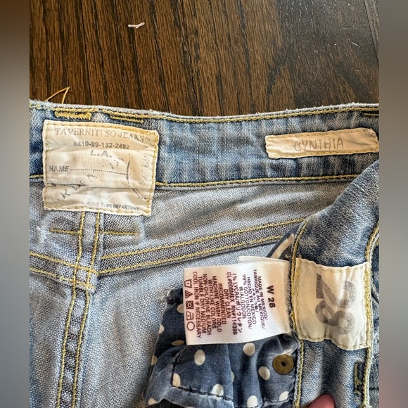 Taverniti So Jeans “Cynthia” Distressed Patchwork Jeans Size 28 Light Wash - Picture 2 of 6
